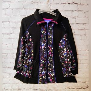 Catherines 2X Track Jacket 1X Full Zip Jogging 80's Splatter Aerobics Wear